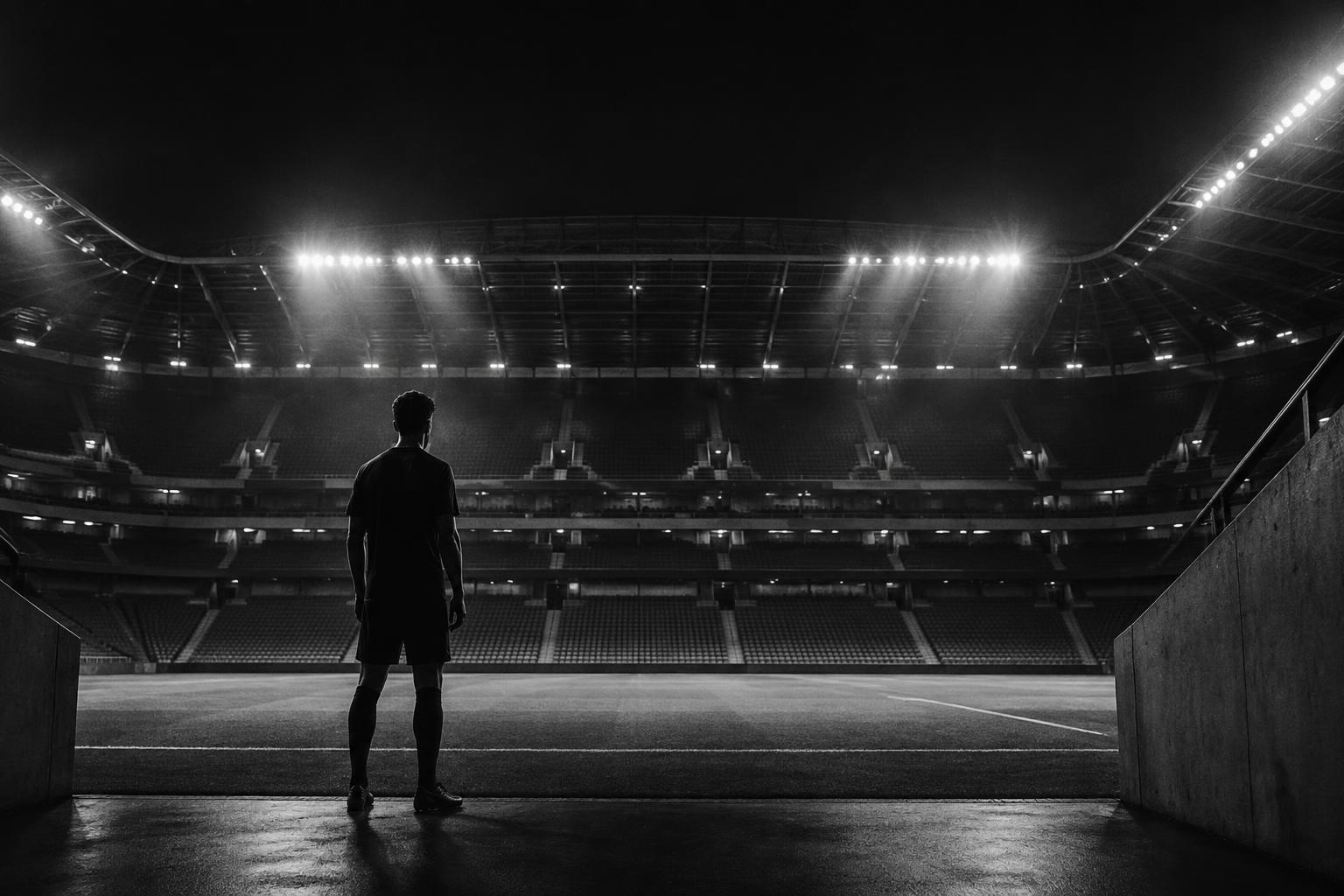 Athlete overlooking an empty stadium